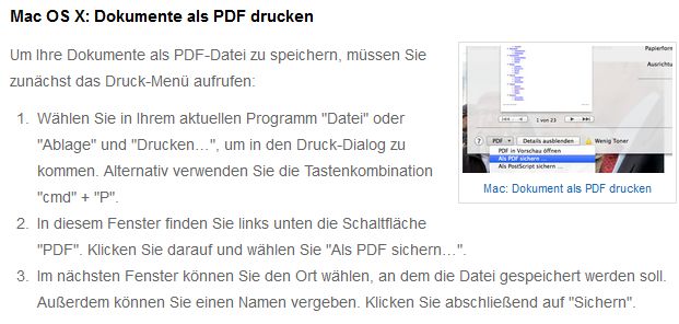 PDF drucken auf Mac