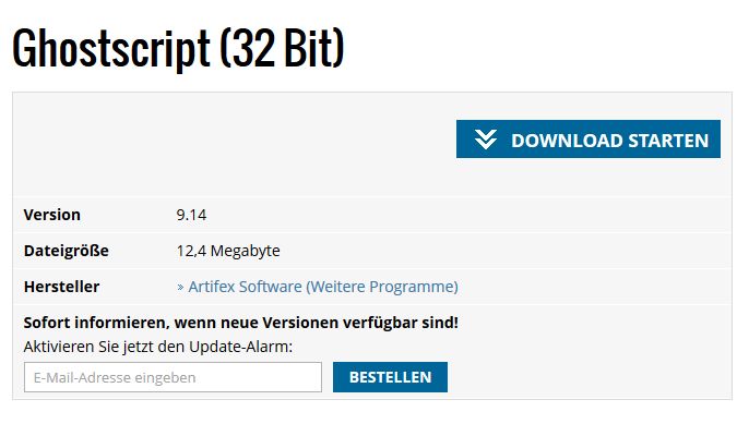 Zusatzsoftware Ghostscript installieren