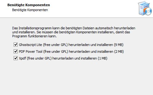 Zusatzkomponenten auswählen